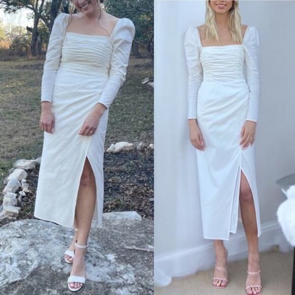 Reformation Isaac Dress 2 White Bridal Wedding Midi Dress - Picture 1 of 16